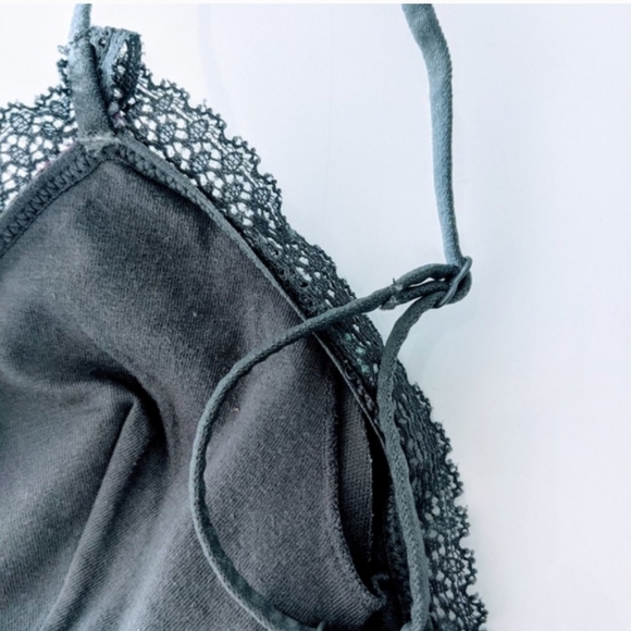 Summer stretch lace print bralette, adjustable straps, Gray with pink & magenta - Picture 7 of 8